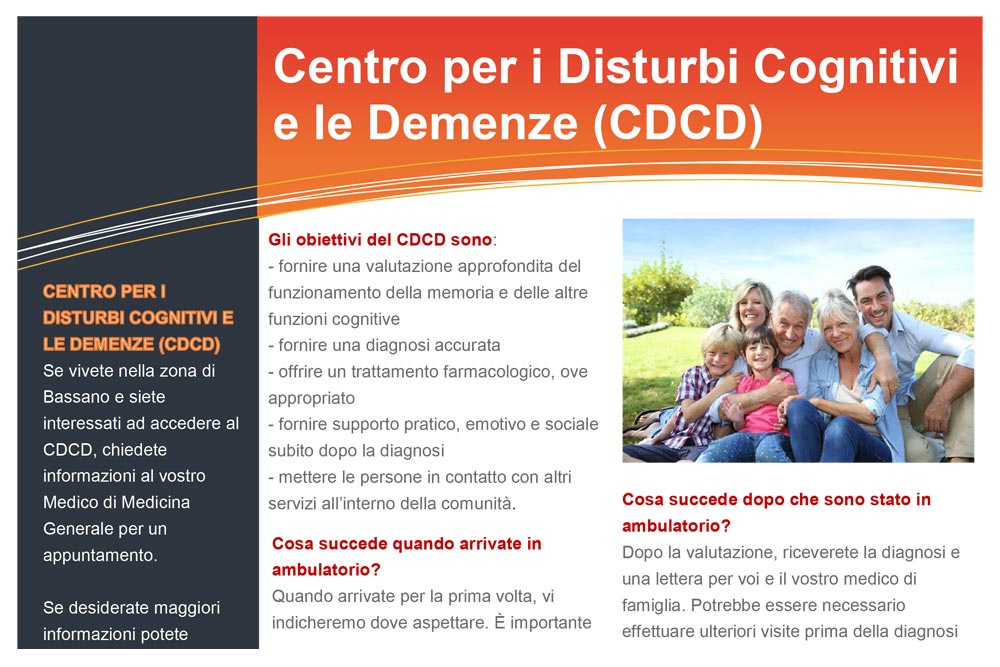 Guida al servizio Centro per i Disturbi Cognitivi e le Demenze CDCD - Una mappa per le demenze Veneto